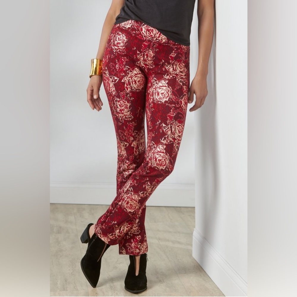 🌹Soft Surroundings Ladies Red Ponte Pant Straight Leg SZ Medium ❤️❤️❤️